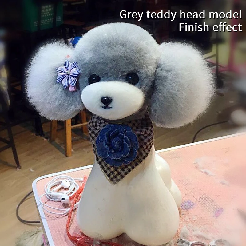 Crane Brand Pet Simulation Hair Grooming Fake Dog Head Model Practice Dog Standard Teddy Head Skeleton Model Dog Head Fake Hair