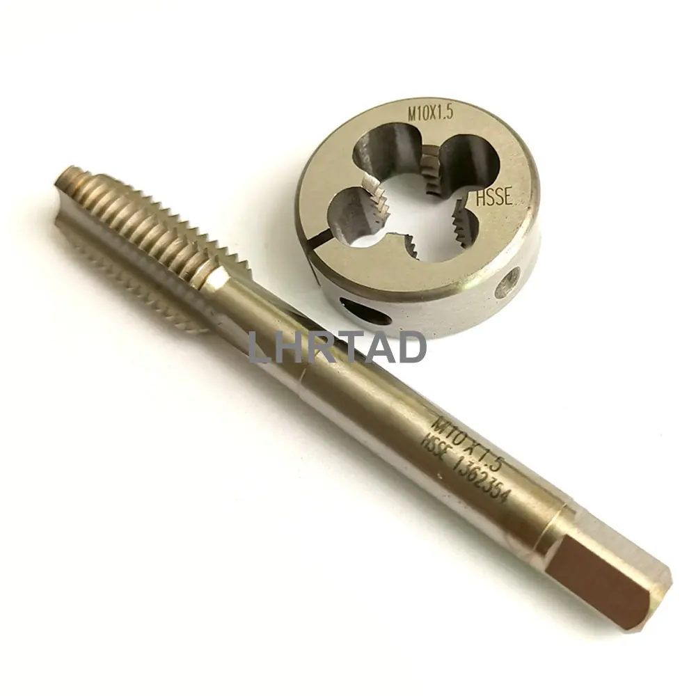 hsse metric cutting tool straight flute plug thread screw tap m10x15 mao torneira rosca torneira rodada die conjunto m10x1 m11x15 pcs 01