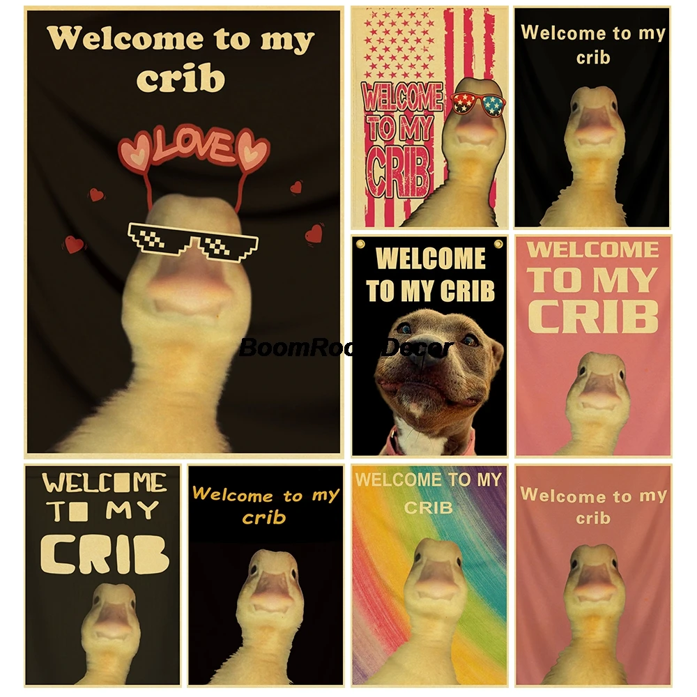 

Welcome to My Crib Posters Kraft Paper Print Nostalgia Aesthetics Inspirational Cafe Living Room Bedroom Art Canvas Painting