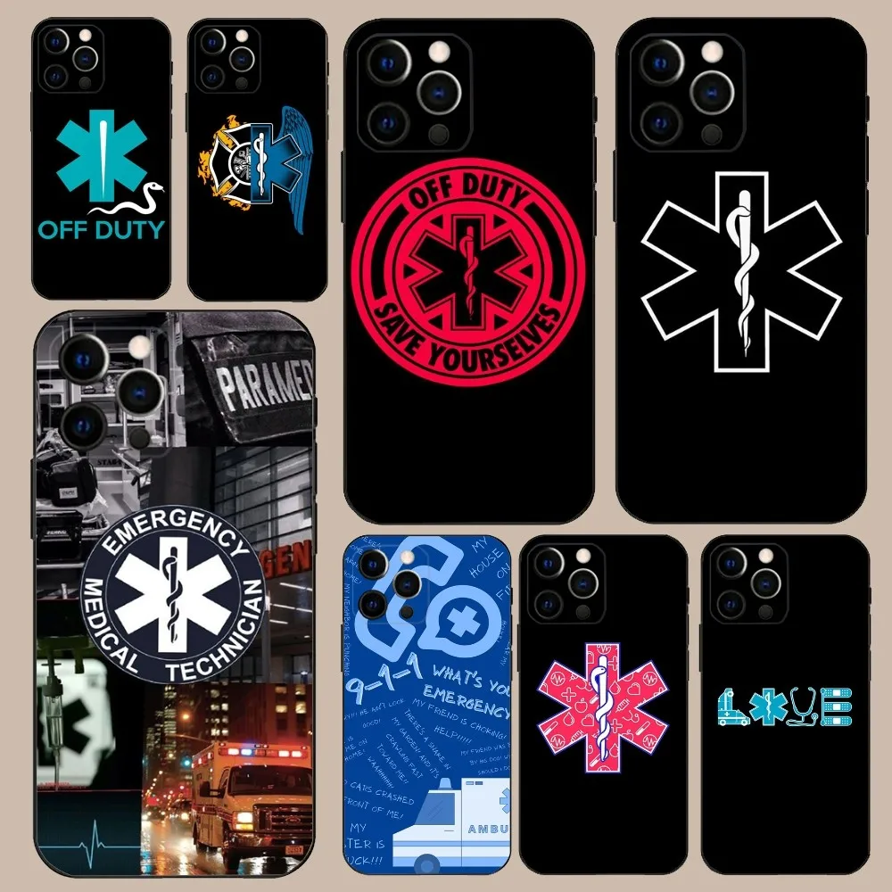 

EMT EMS Ambulance Phone Case For iPhone 16,15,14,13,12,11,Pro,X,XS,Max,XR,Plus,Mini Soft Black Cover