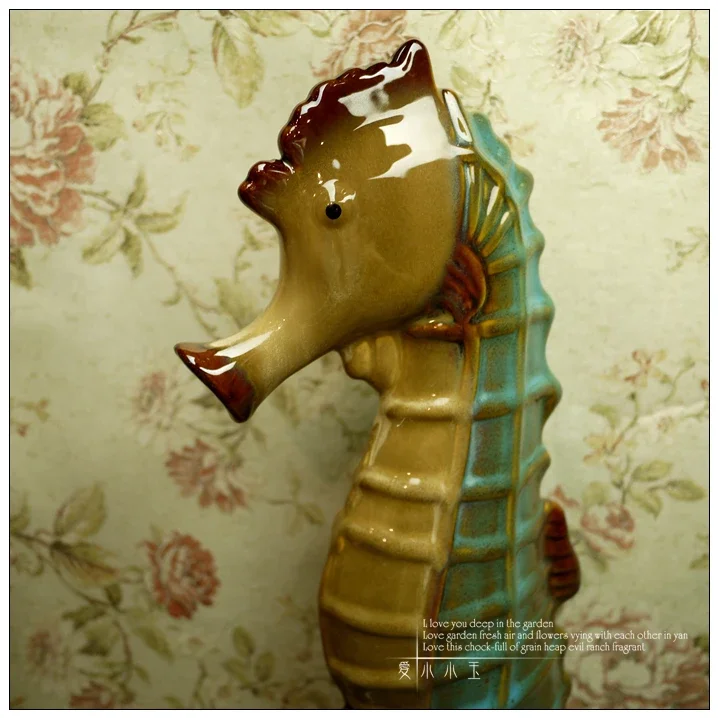 

American Country Style Ceramic Handcrafts Animal Ornaments Rainbow Sea Horse Crafts Home Decor Wedding Gift
