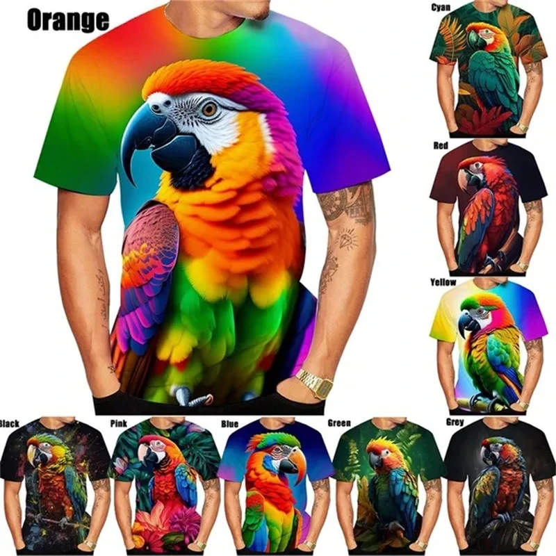 New Fashion Parrot Men Women Spring Summer 3D Printed Short Sleeves T Shirts Casual Fashion Round Neck Sport Breathable Top Tees