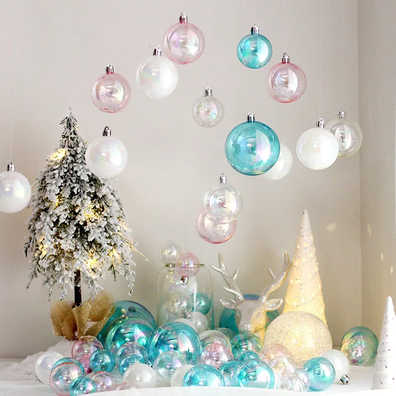 4/6/8cm Colorful Transparent Christmas Ball Ornaments Christmas Tree Party Decoration New Year Christmas Spheres Pendant 2024