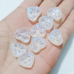 10Pcs 15MM Large Heart Shape Lampwork Crystal Glass Pendant Beads Charms For Making Woman Diy Love Earring Bracelet Accessories