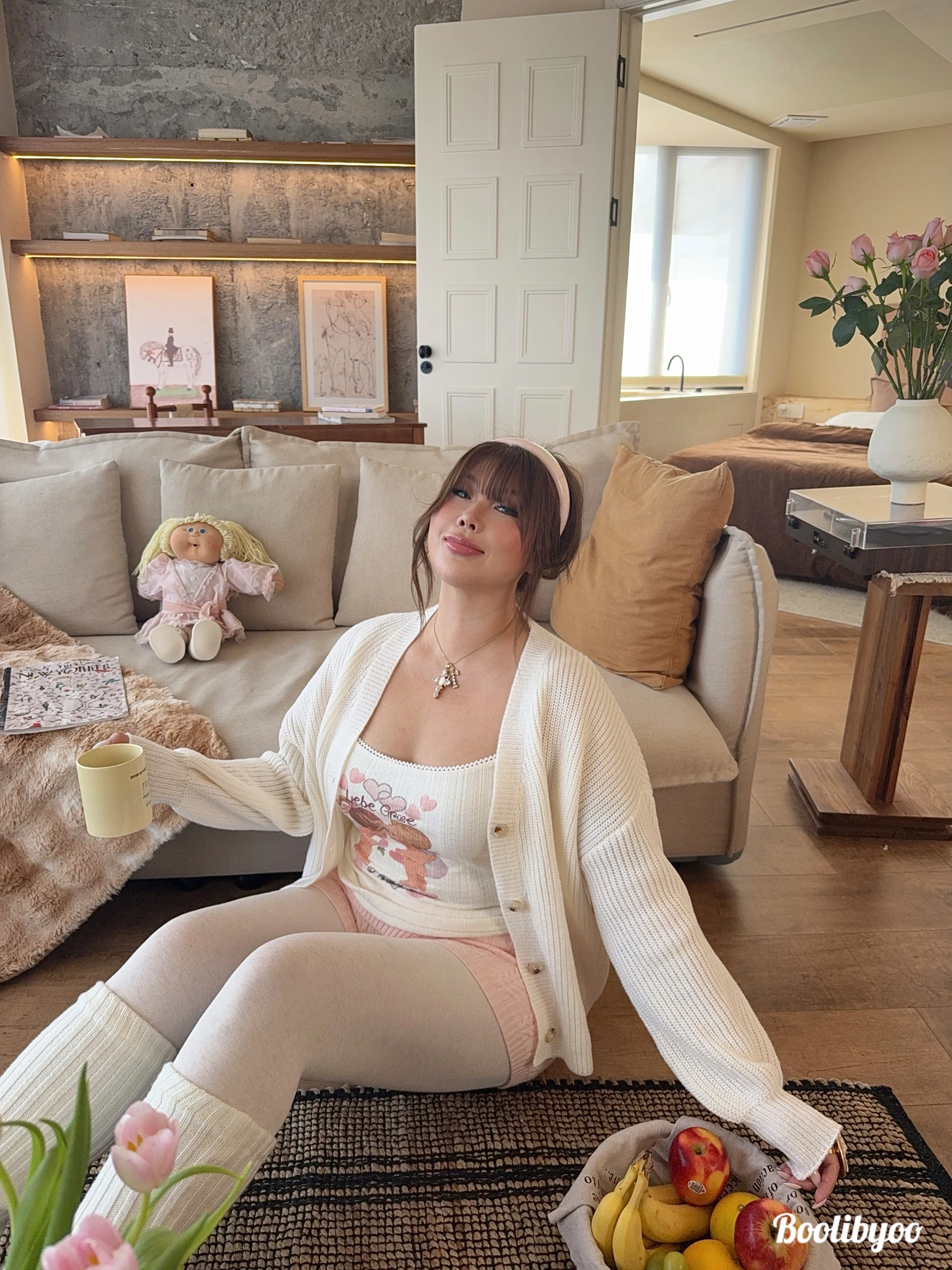 

Boolibyoo Ins Iuencer Sle Oversized Sweet Woolen Batwing Sve Ribbed Knitted Cardigan Women's Winter Faion Top