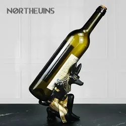 NORTHEUINS Resin Anubis Dog God Wine Rack Figurines Bastet Bottle Holder Egypt Cat Statue Restaurant Cabinet Tabletop Decor Item