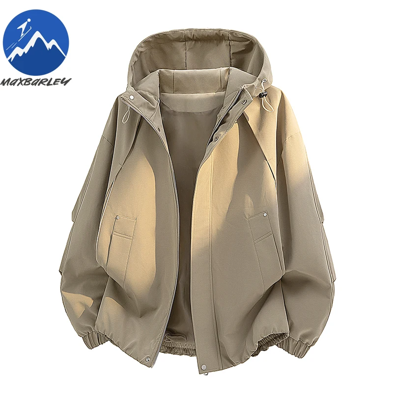 

Maxbarley 2026 Spring Unisex Hooded Baseball Jacket Color Block Korean Style Lightweight Casual Outerwear Windbreaker Sportswear