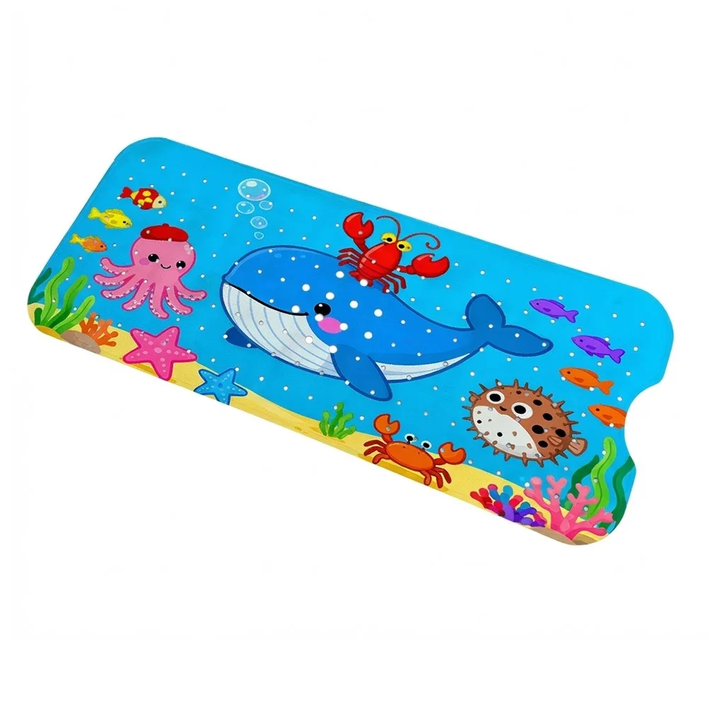 

Cartoon Pattern Bathtub Mats Sea Animal 100cm*40cm Bath Shower Mats PVC Drainage Design Bathroom Floor Carpet Bathtub Use