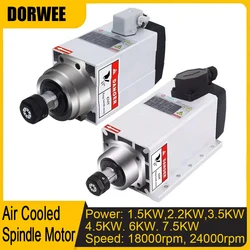 CNC Air Cooled Spindle Motor 1.5KW 2.2KW 3.5KW 4.5KW 6KW 7.5KW 220V 380V 4 Bearings CNC Spindle Motor for CNC Router Carved Wood