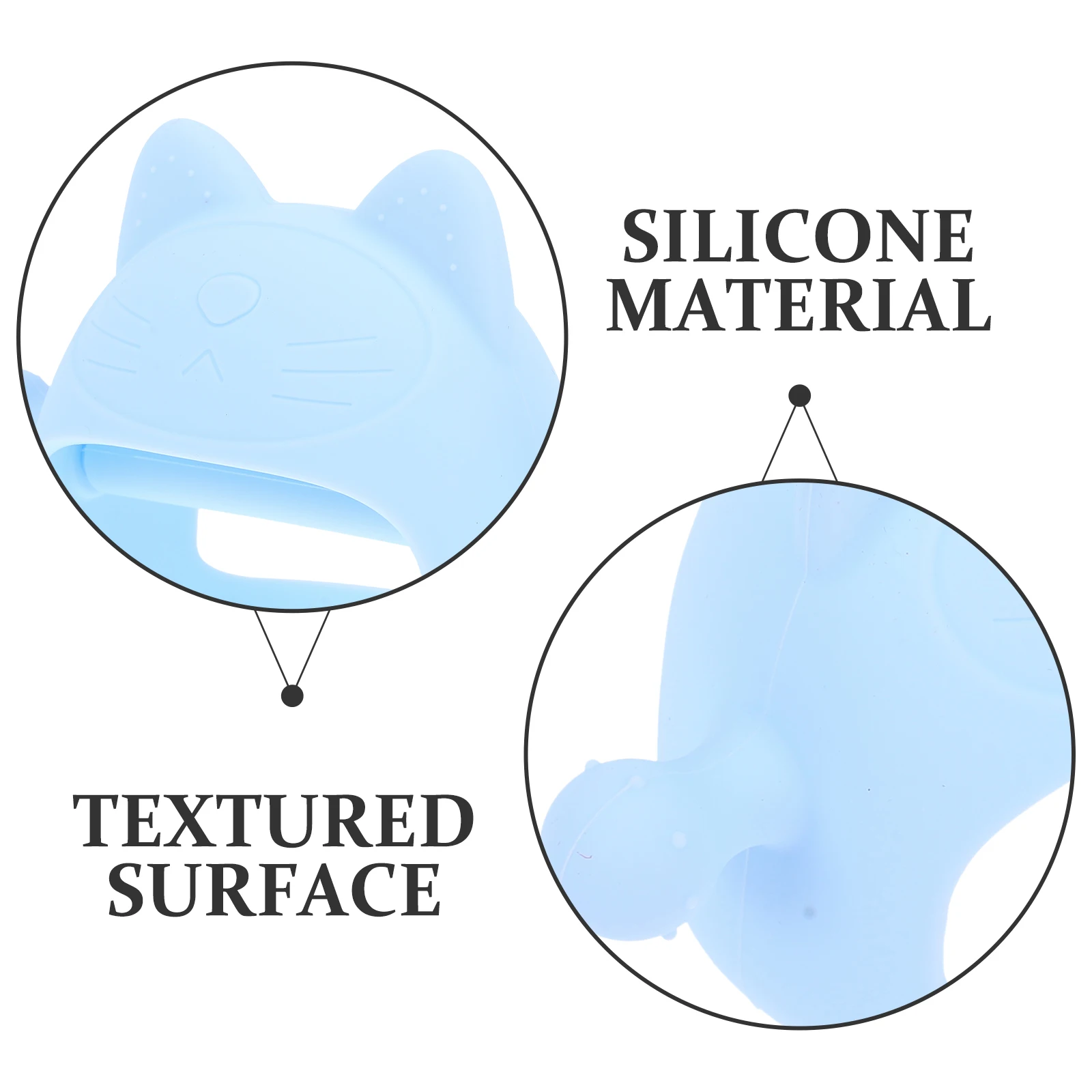 

Silicone Baby Teether Kitten Shape Blue Color Chewing Rings Infant Teethers For 6 Month Old Promote Development Lightweight