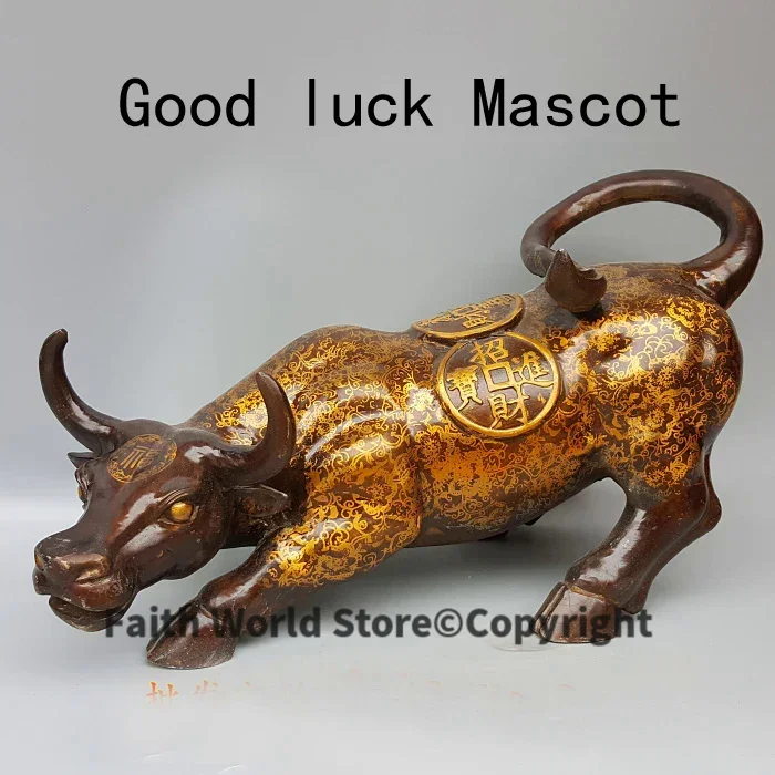 Statue réfléchissante de grande entreprise à domicile, 57cm, grande maison, hall d'entrée de magasin, ornement supérieur, mascotte de bonne chance, argent d'entreprise Thriimemaped, BULL
