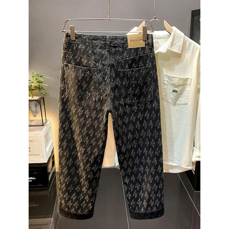 

Jacquard Embroidered Printed Jeans Men's 2025 Autumn/Winter New Fashion Trend Street Style Loose Straight Casual Pants