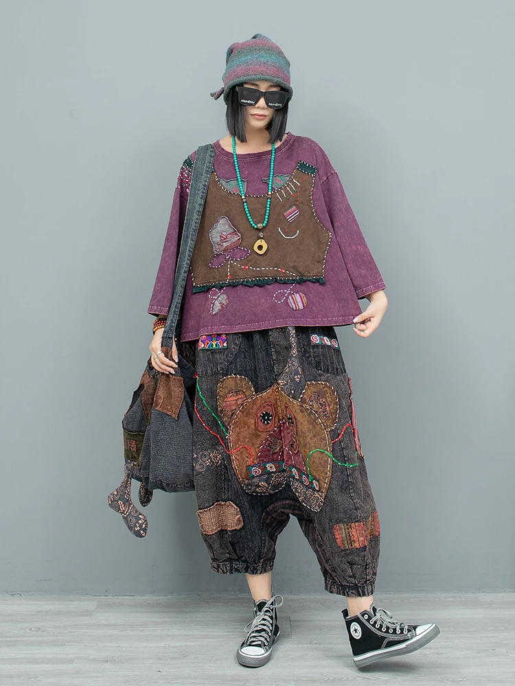 Heavy Industry Hand Embroidered Long Sleeve T-shirt Women Autumn LX2520