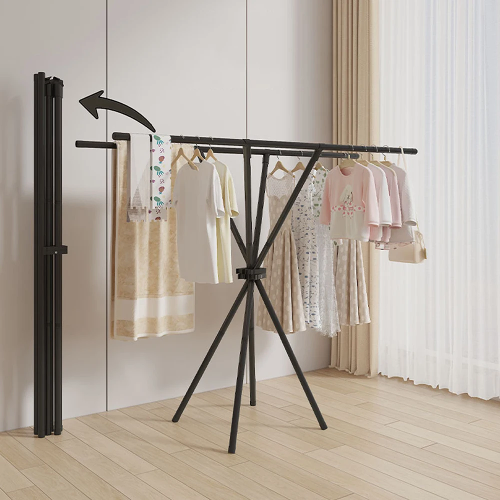 

2s Foldable Clothes Drying Rack Shoe Organizer Storage Multifunctional for Bedroom Balcony Blanket Windproof No Assembly