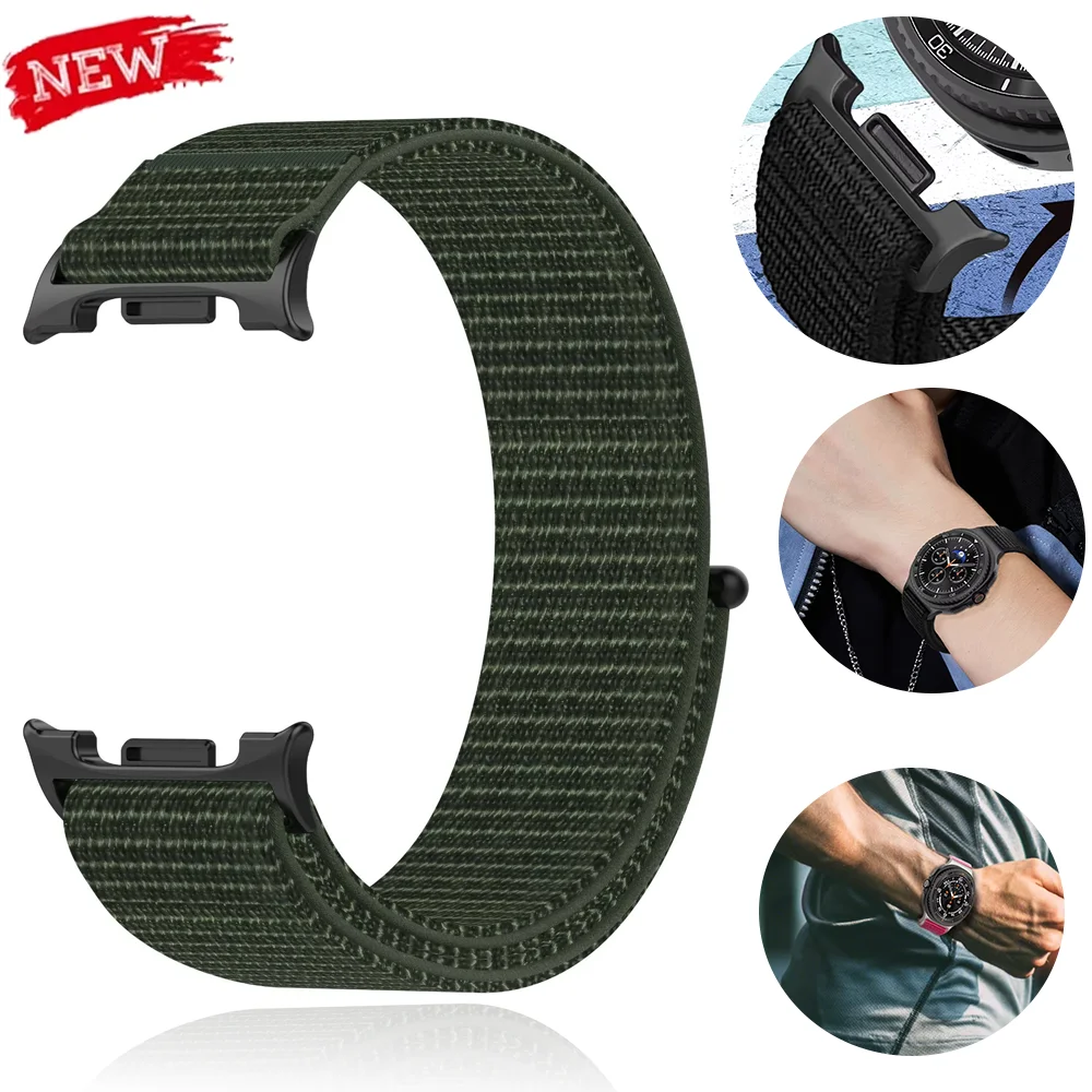 Official Sport Nylon Loop Strap for Samsung Galaxy Watch 9 8 40mm 44mm Metal Connecting Bracelet for Galaxy Watch 8 Classic 46mm