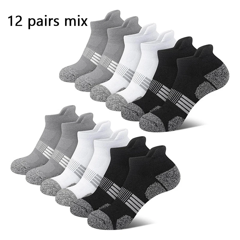 

12 pairs thickened towel bottom running socks mesh boat socks non-slip breathable sports socks Low cut Men's socks Women's socks