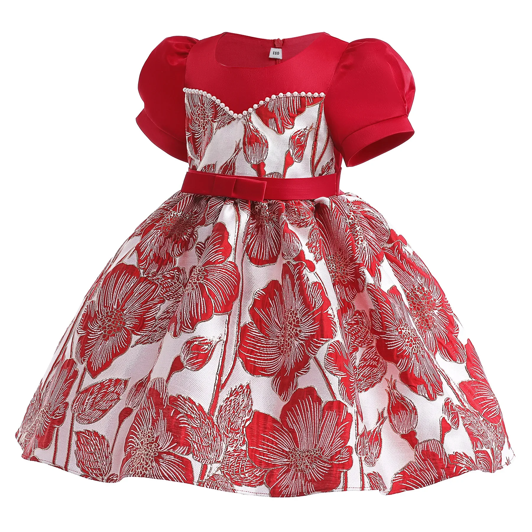 Red Tulle Baby Princess Dresses Embroidery Beading Kids Clothes Girls For Christams Party Bridesmaid ropa niña 3 8 10 Years