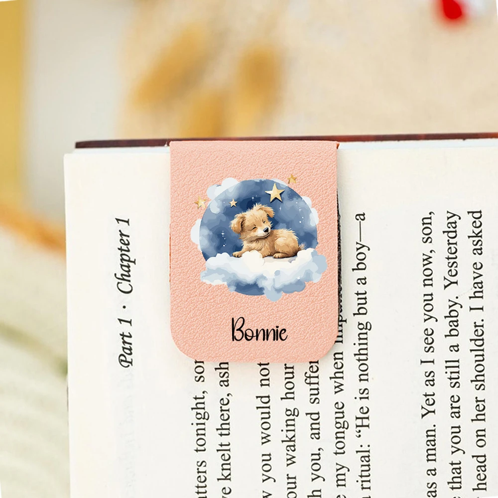 1PC Cute Puppy Customizable Name UV Print Aqua Blue Book Clamp For School Supplies view 4