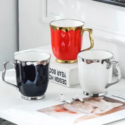 350ml Splicing Color Style Ceramic Coffee Mug Light Luxury Home Living Room Tea Water Cup Nordic Style High Beauty Ceramic Mugs