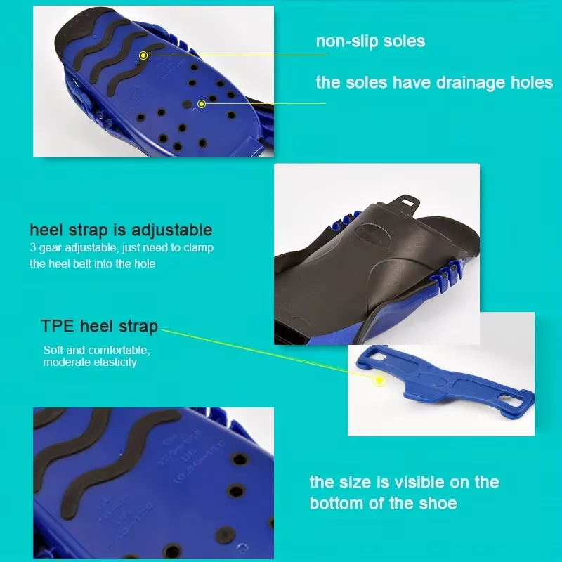 زعانف تدريب السباحة، زعانف سباحة مريحة من السيليكون، مناسبة للسباحة والغوص، مقاس مناسب للأطفال والأولاد أ