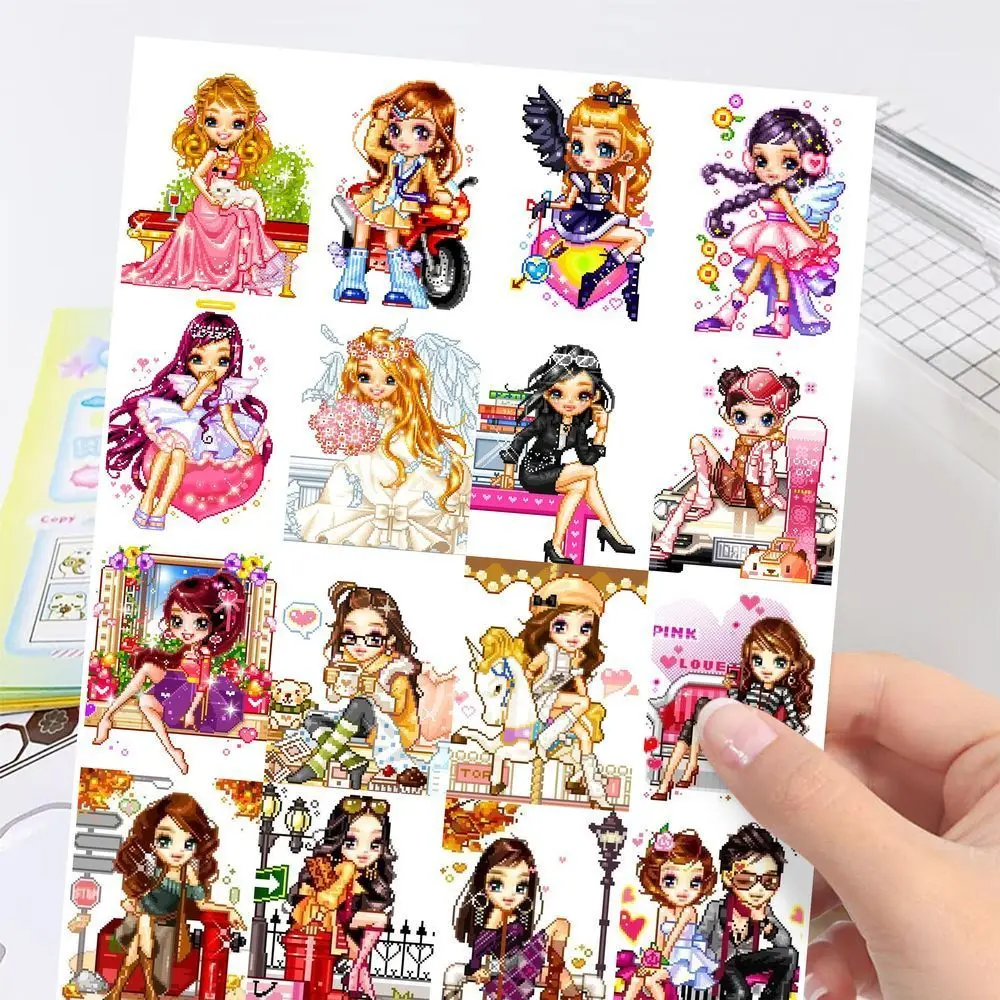 63 Stück Kawaii Koreanische Y2K Retro Pixel-Puppen Avatar-Aufkleber für Scrapbooking, Siegel, Collagen, Junk Journal und Schreibwaren