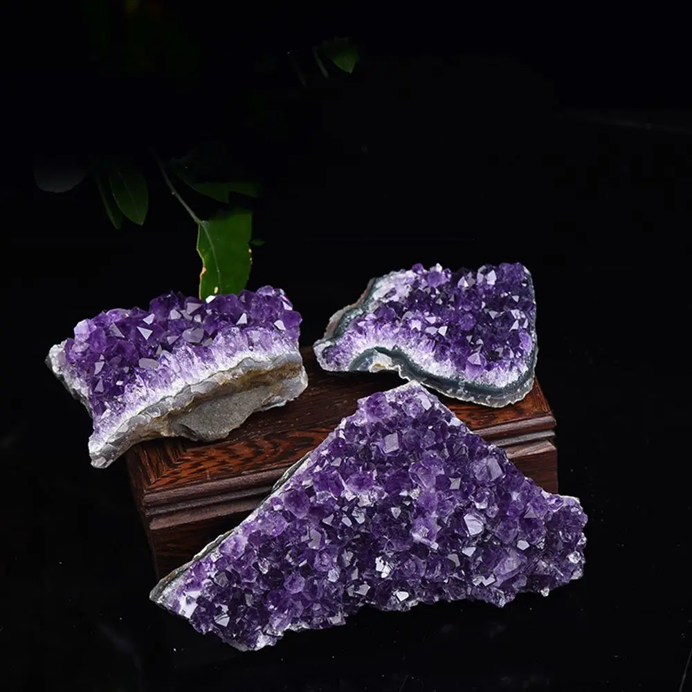 1Pcs Ornament Purple Crafts Healing Stones Quartz Amethyst Crystal Cluster