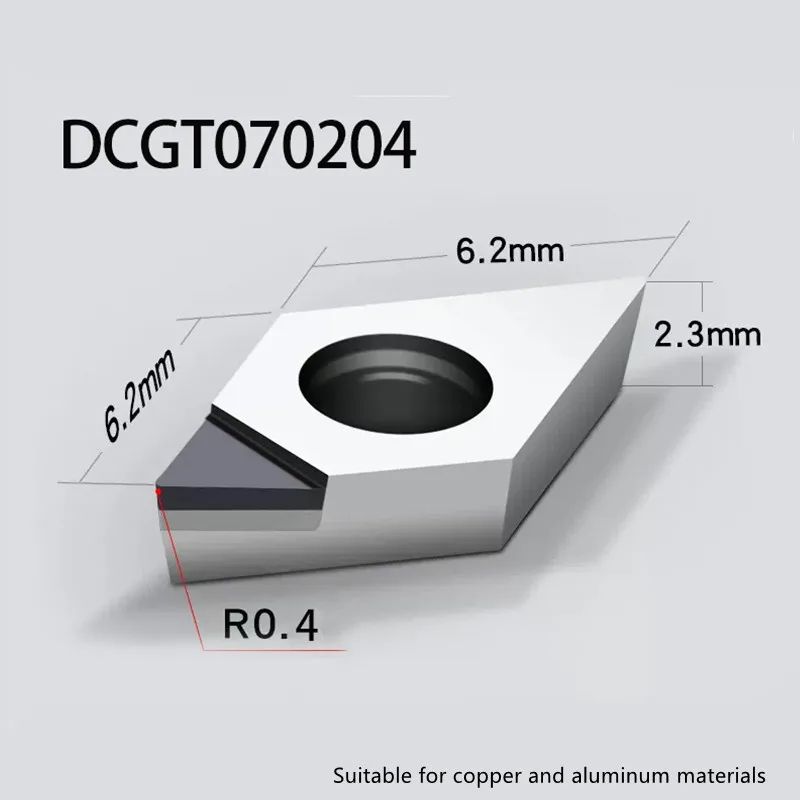 

PCD DCGT070204 Insert Single Crystal Turning Tool High Hardness Diamond Cutter for Copper Aluminum to Achieve Mirror Effect