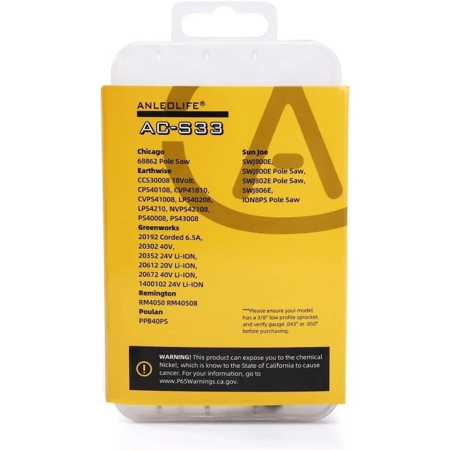 A ANLEOLIFE 8인치 체인톱 체인 4팩 S33 3/8인치 LP 피치.050인치 게이지 33 드라이브 링크 교체용 저반발 체인톱 블레이드