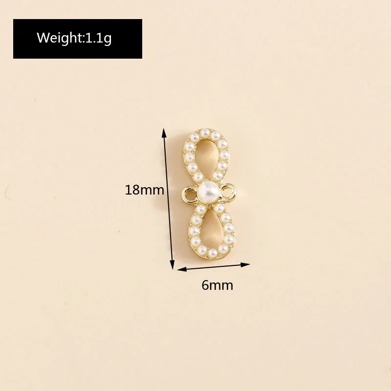 5 Stück exquisite Perlen-Bowknot-Charms-Anhänger-Verbinder für Armbänder, Halsketten, handgefertigt, DIY-Schmuckherstellung, Zubehör-Versorgung – Detail 16