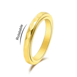 3mm Thin Stainless Steel Faceted Spinner Ring Wedding Band for Women Girl Size 5-12