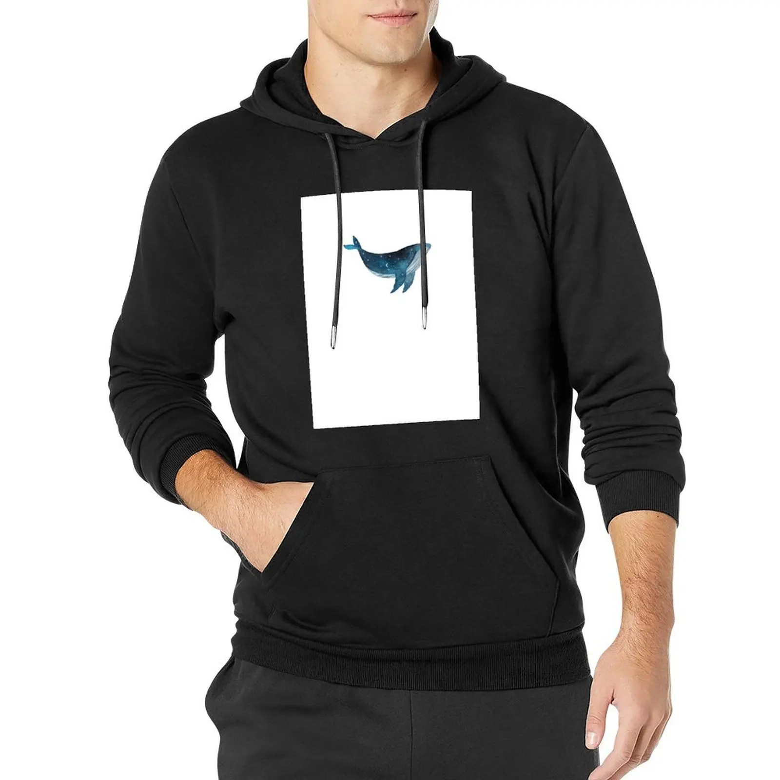 

Whale with the moon and stars Pullover Hoodie men's autumn clothes mens clothing mens hoodies