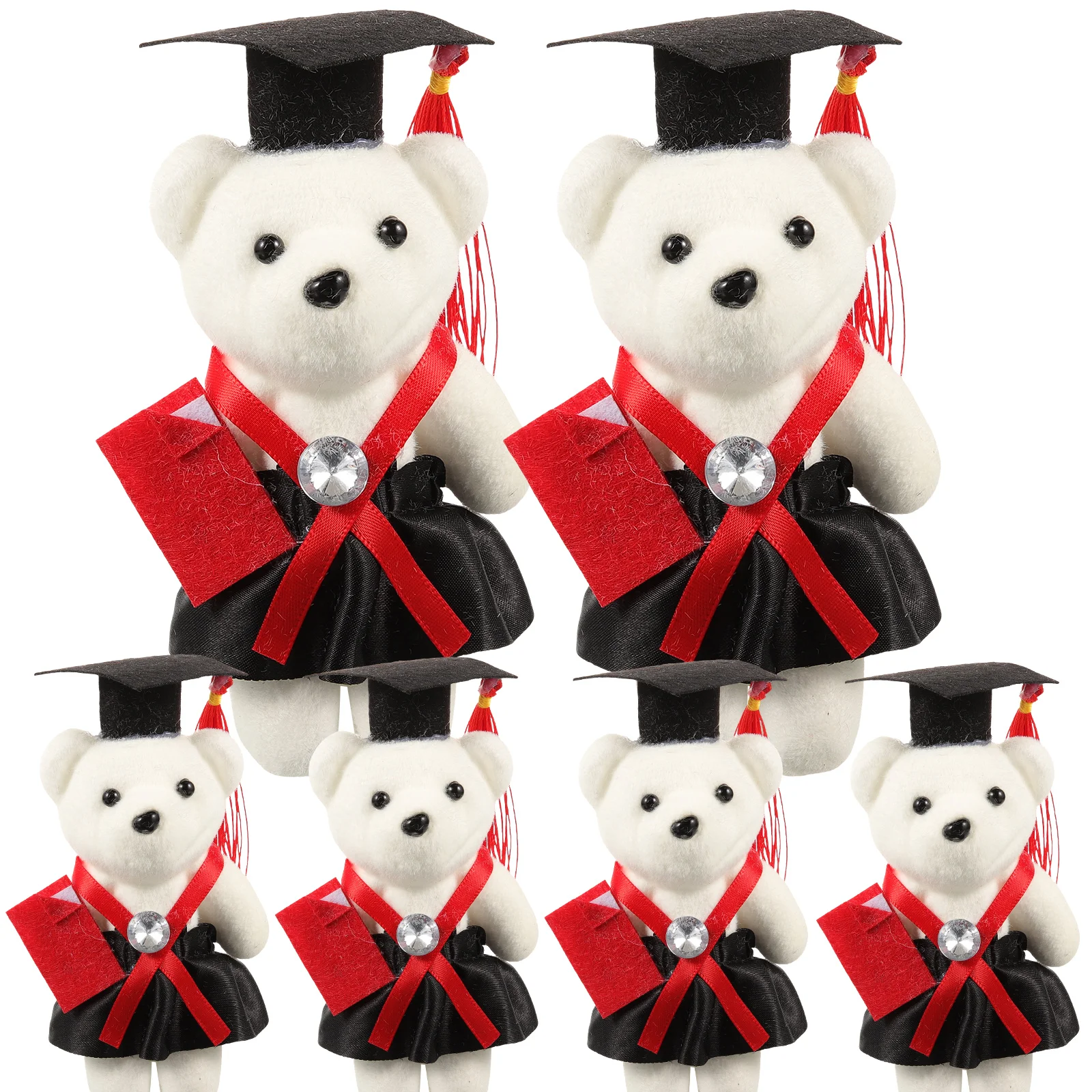 6 Pcs Mini Graduation Season Dr Bear Toy Flower Decorations Non-woven Fabric Party Favor Commencement Presents