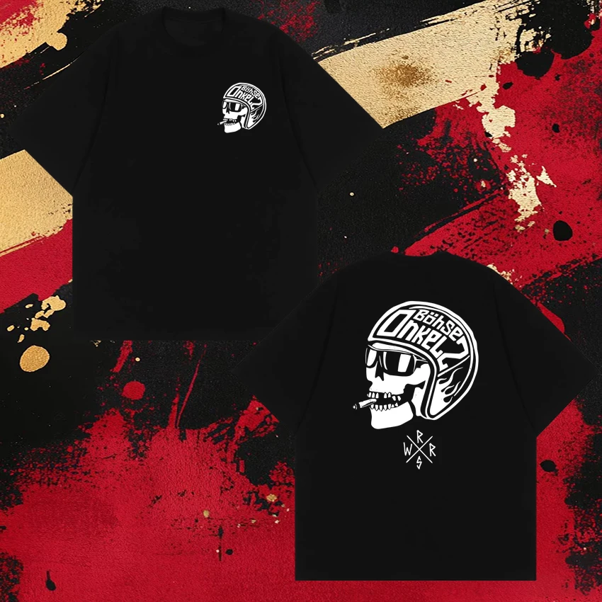 Rock band Böhse Onkelz Helmet Tour 2026 print T shirts Men Women vintage Hip Hop streetwear Unisex Cotton short sleeve T-shirts
