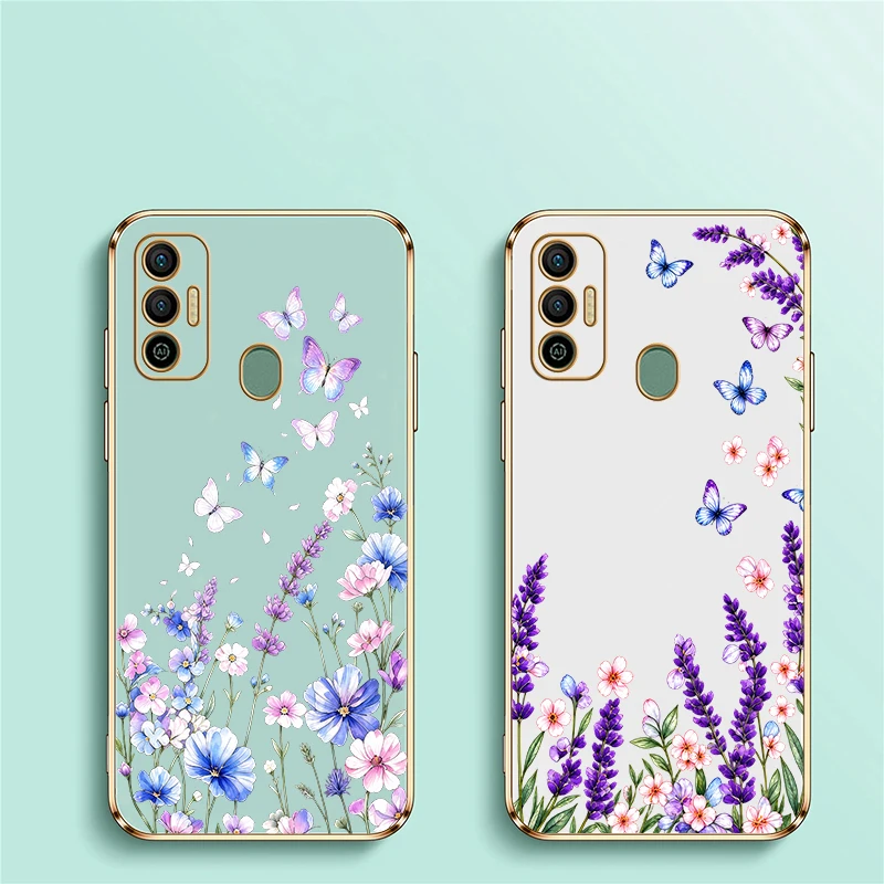 Lavender Butterfly Pattern Case For Infinix Smart 10 9 8 6 HD 5 Pro Zero 30 5G 2023 GT 20Pro Anti Scratch Plating TPU Cases Etui