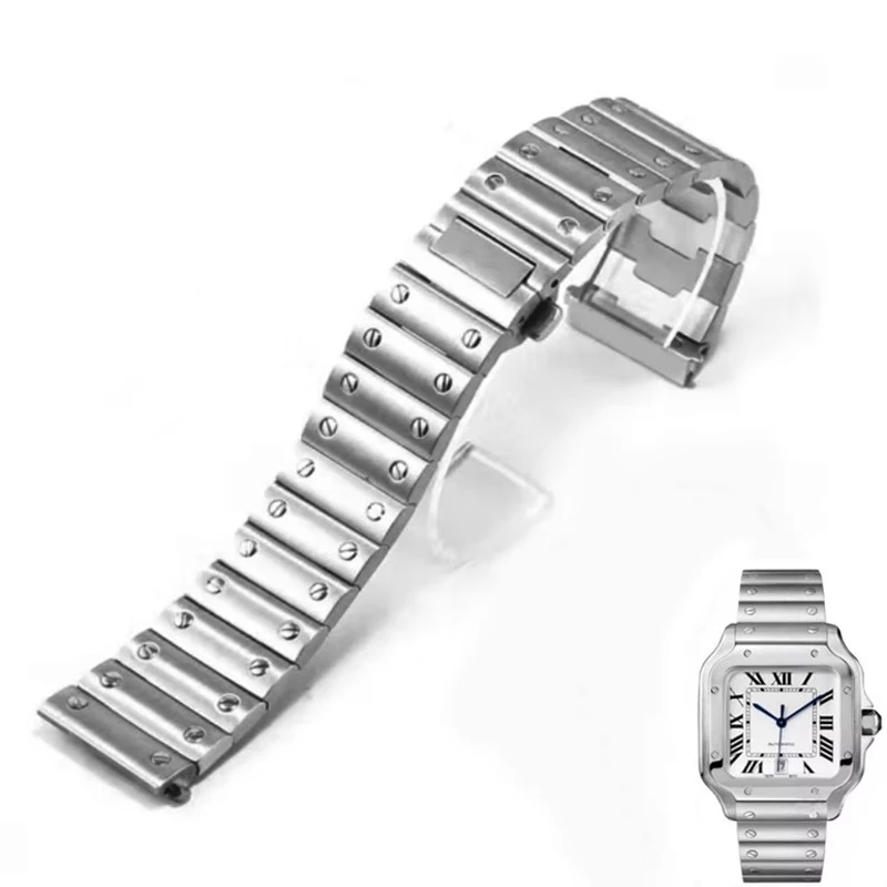 

21 мм серебряный ремешок для часов для Carter Seko Santos WHSA0007 WSSA0009 Whsa0010, мужской ремешок для часов, аксессуары для часов из нержавеющей стали, ремешок