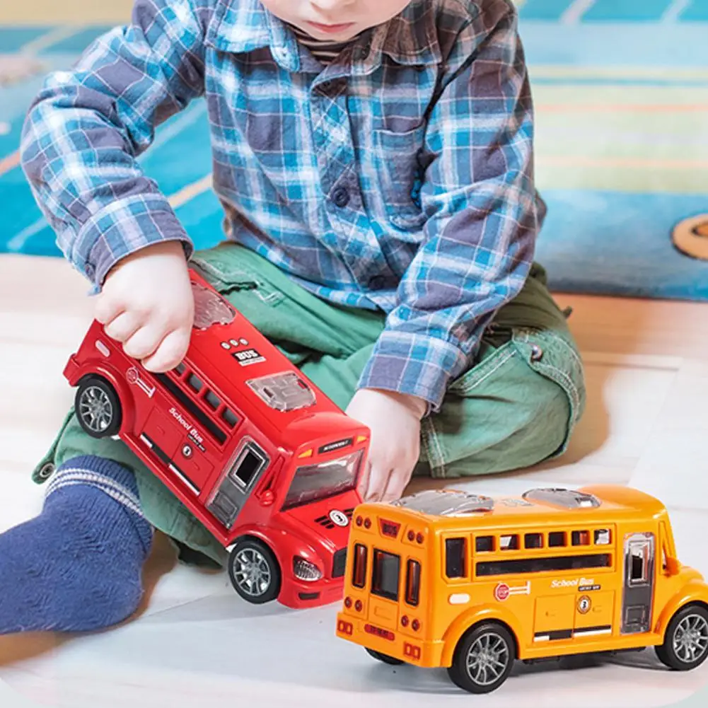 Simulation Open Door ABS School Bus Kids Educational Toy Cars Model Pull Back Car Interactive Toys Car Boys Birthday Gift