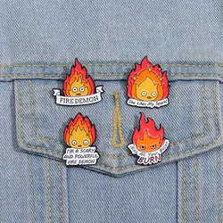 FIRE DEMON Enamel Pins Custom She Likes My Spark Brooches Lapel Badges Anime Jewelry Gift for Kids Friends