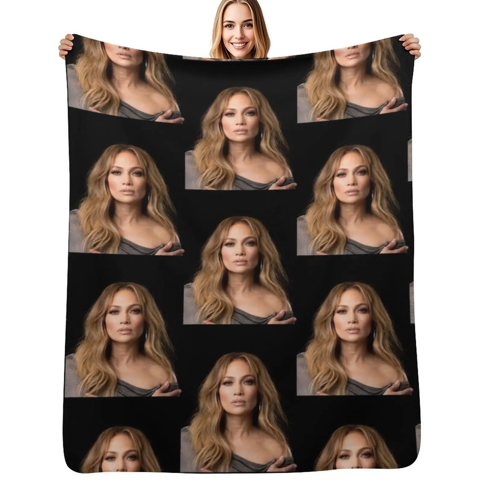 

Jennifer Lopez Graphic Throw Blanket Plaid on the sofa Stuffeds warm winter Camping Blankets