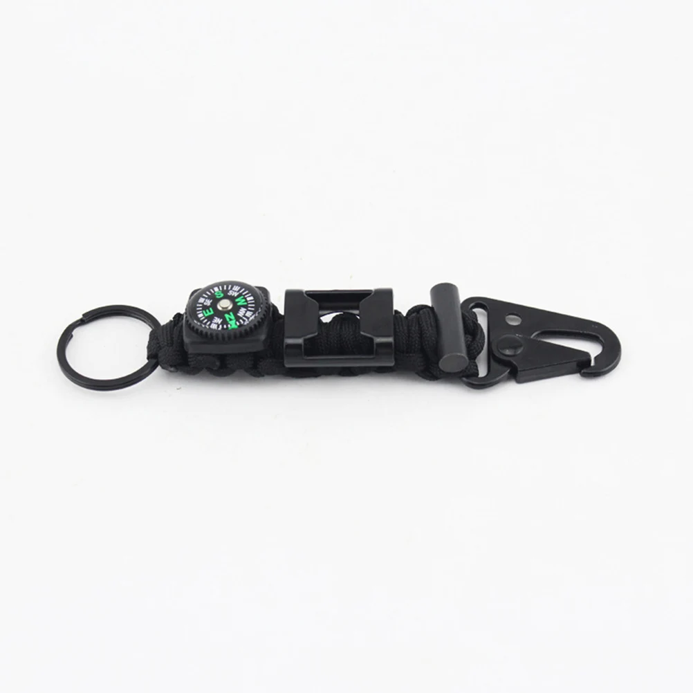 

3pcs Compass Key Chain Climbing Buckles Climbing Woven Rope Safe Carabiner Buckles for Mountaineering Outdoor Sports (Black)