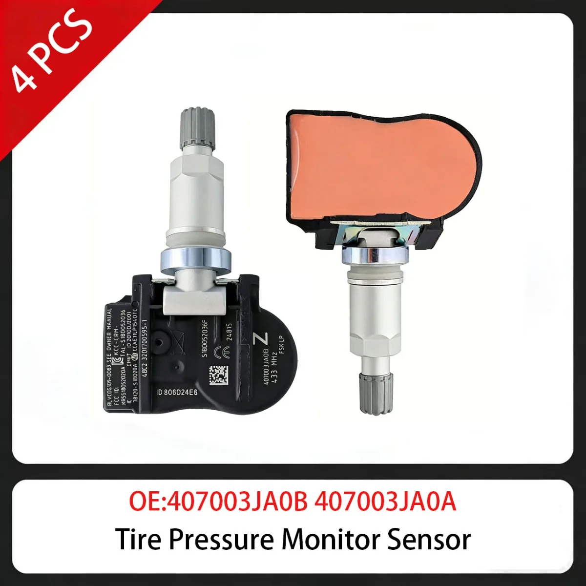 

4 шт. датчик давления в шинах 407003JA0B 407003JA0A 433 МГц для Infiniti Q50 Q60 Q70 QX50 QX56 QX60 Nissan Murano Pathfinder