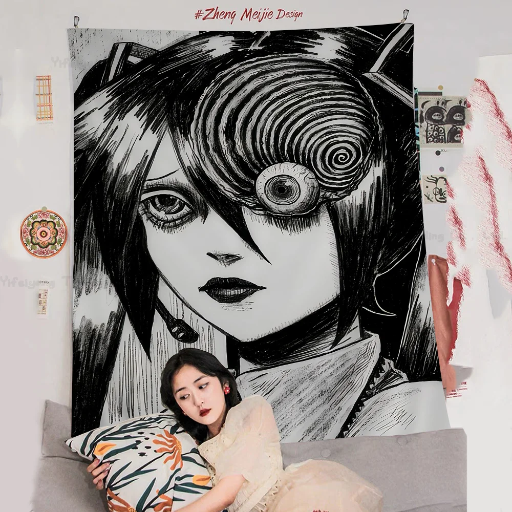 

Junji Ito Anime Cartoon Tapestry Bohemian Wall Tapestries Mandala Home Decor