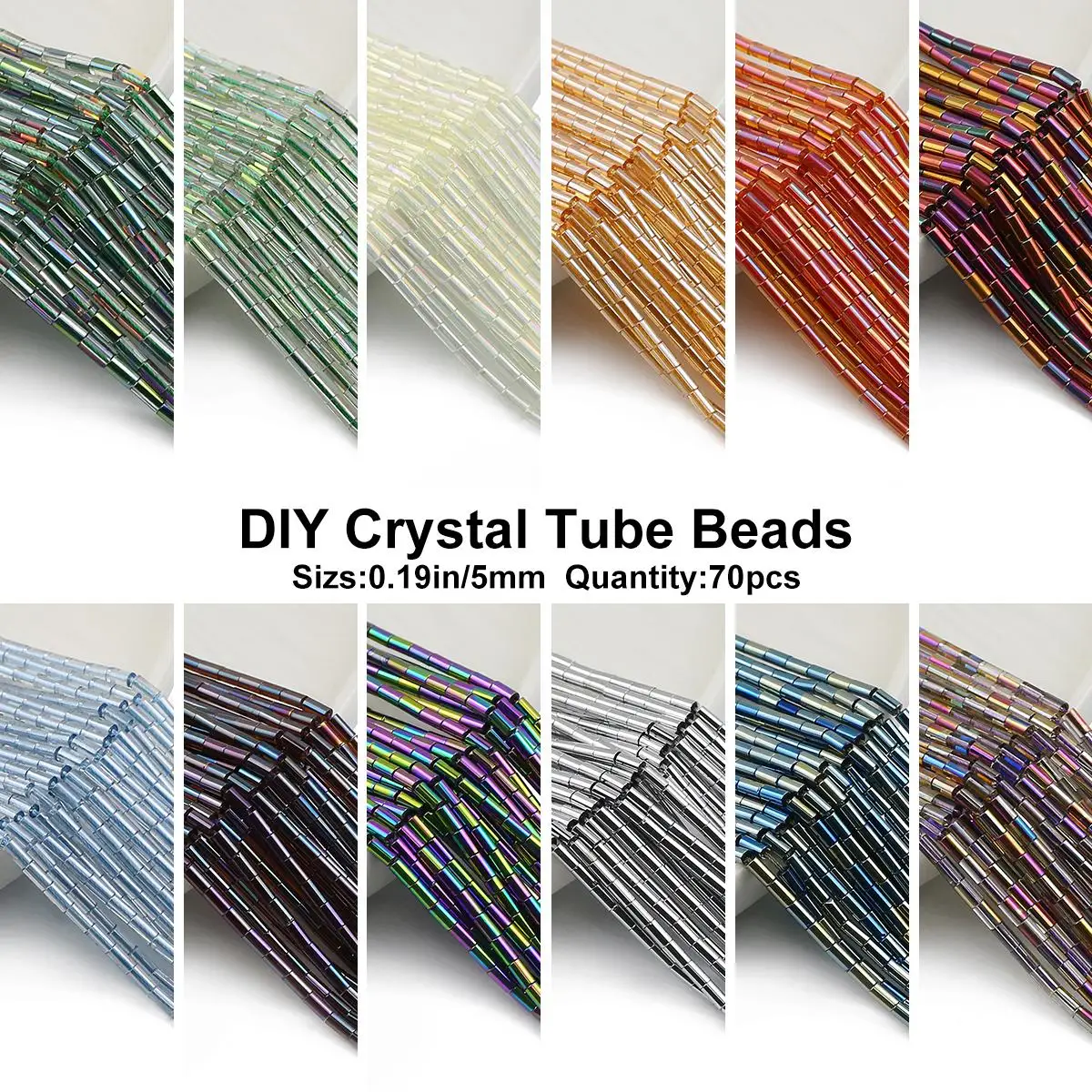 4x2mm Round Tube Austrian Crystal Beads 70pcs Cylindrical Glass spacer Loose Beads for Jewelry Making DIY Braceket Necklace AB