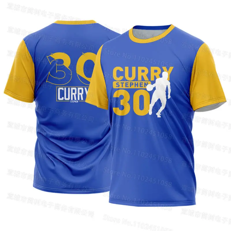 Curry Warriors Jersey Men Summer T-Shirt Sports Casual Black Round Neck Basketball Shirt