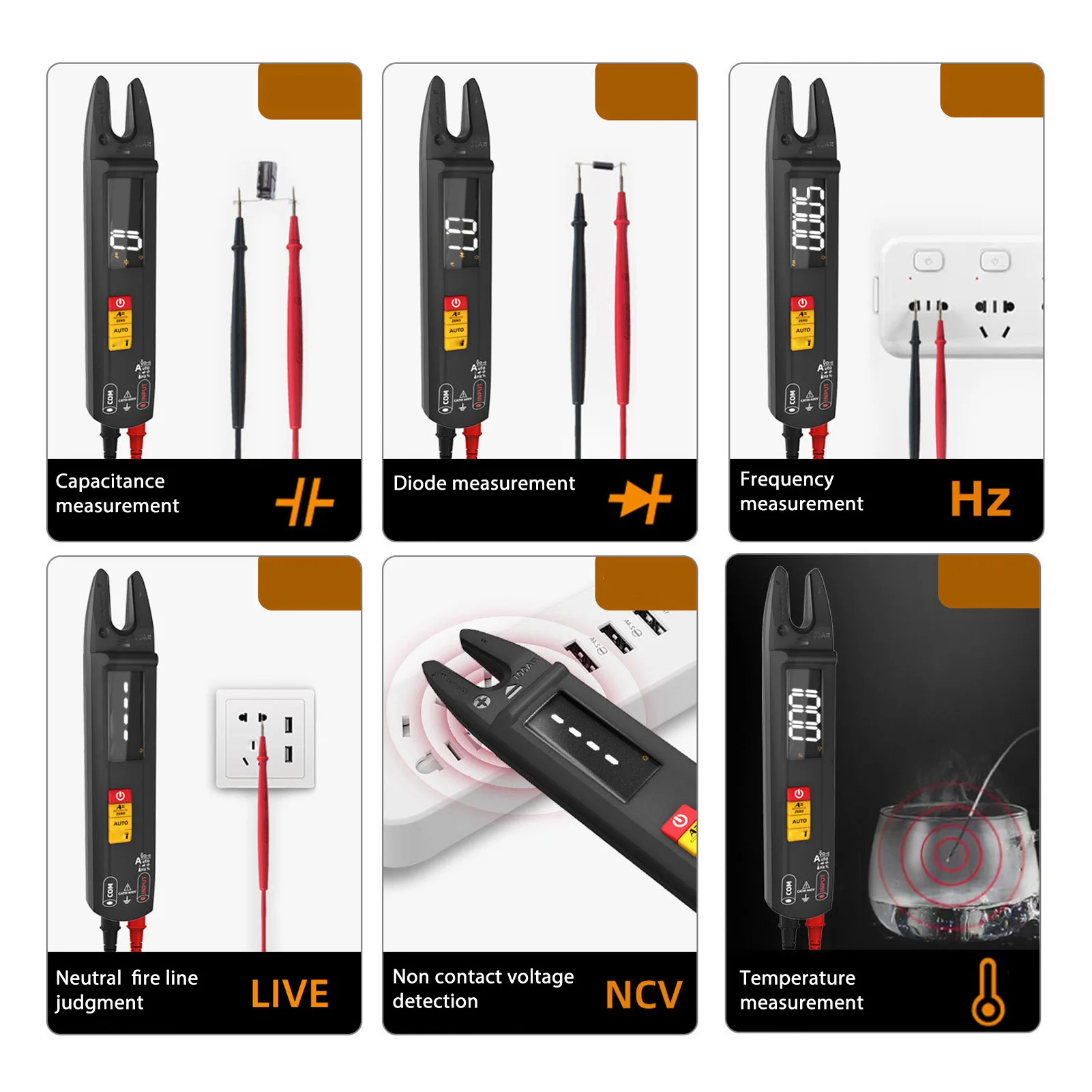 Misuratore di corrente CA Pinza amperometrica Multimetro digitale Misuratore di corrente di tensione con portata automatica ad alta precisione con torcia Amperometro 100A