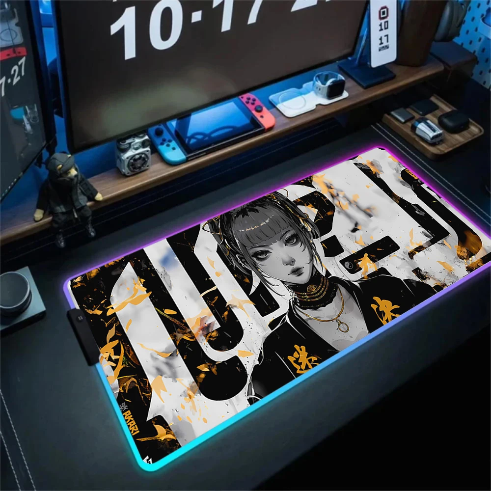 Yuki Aim RGB Mousepad Pc Gamer Keyboard Cool Mouse Pad LED Luminescence Mouse Mat Rubber Computer Gaming Mausepad With Backlight