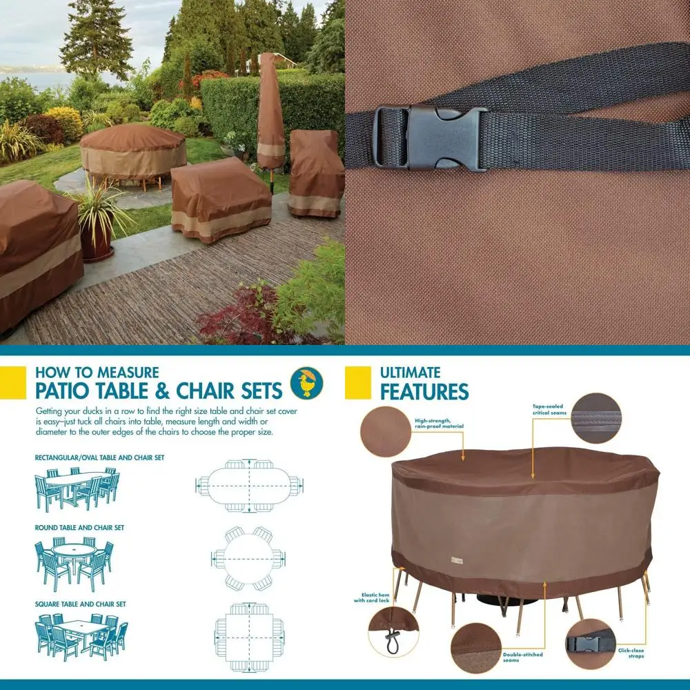 

Чехол для круглого уличного стола и стульев (72 предмета), водонепроницаемая защита
