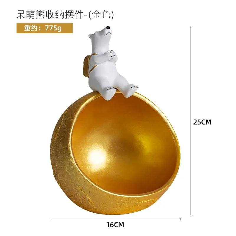 Resin Polar Bear Storage Box Desktop Decoration Crafts Ornaments Statue Sculpture Figurines Home Snack Organize