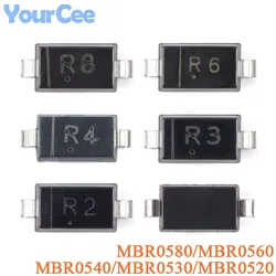50Pcs MBR0580 MBR0560 MBR0540 MBR0530 MBR0520 SOD-123 80V 60V 40V 30V 20V R8 R6 R4 R3 R2 500mA Schottky Diode Chip