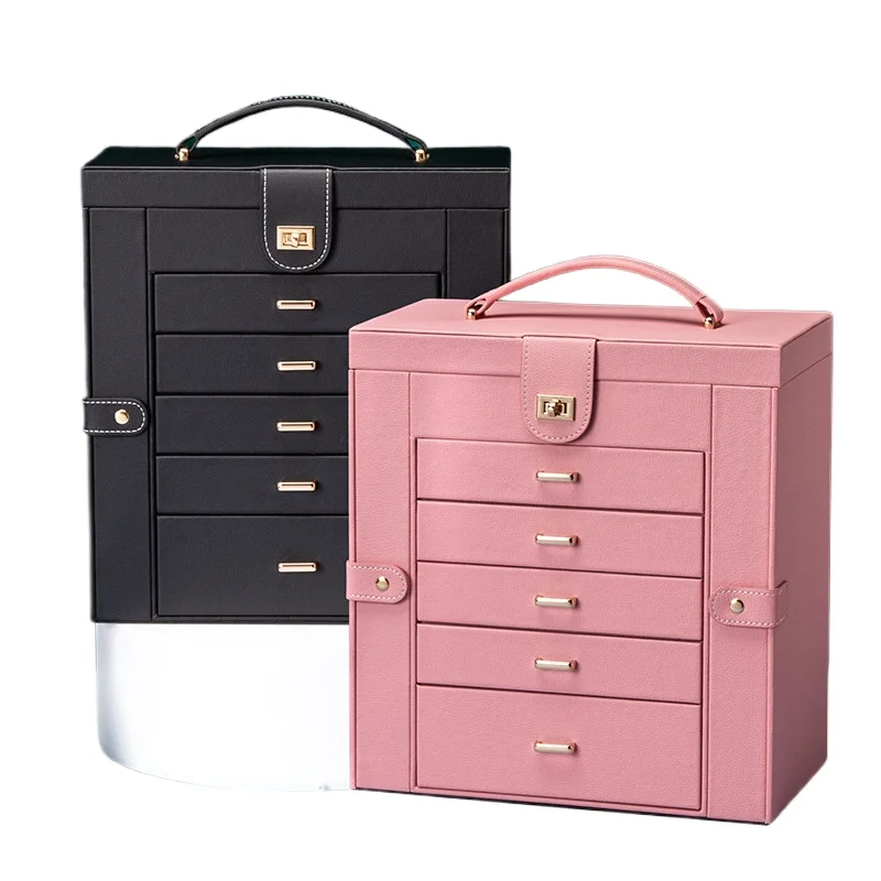 Jewelry storage box multi-layer portable stud earrings rings jewelry jewelry box necklace multi-layer view 4