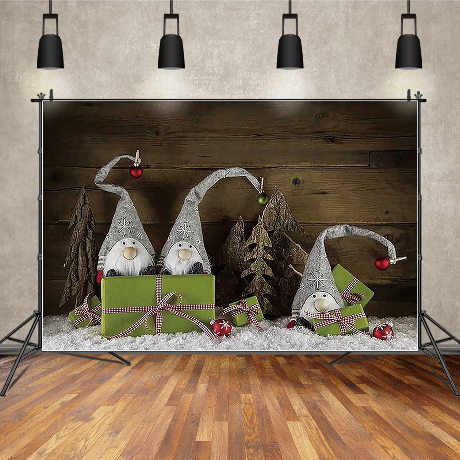 MOON.QG Navidad Año nuevo telones de fondo para fotografía almacén cabina rama de pino fotografía fondos sesión fotográfica